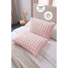 Evien Home Bubble Kürklü Peluş 2'li Yastık Kılıfı 50X70 cm Tavşan Tüyü Yumuşak Supersoft Dekoratif
