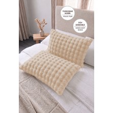 Evien Home Bubble Kürklü Peluş 2'li Yastık Kılıfı 50X70 cm Tavşan Tüyü Yumuşak Supersoft Dekoratif