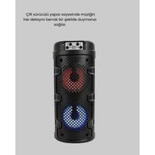 Mey Ithalat® Bluetooth 5.0 Kablosuz Hoparlör Çift Sürücülü Yüksek Ses Kalitesi Kompakt Tasarım
