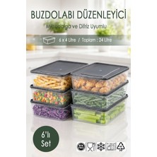 Ezupack 6x4 Lt. Buzdolabı Düzenleyici Buzluk Saklama Kabı Mikrodalga Difrize Uygun Organizer Antrasit
