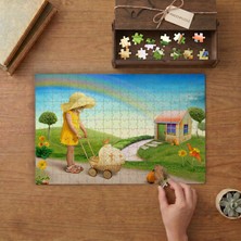 Bebek Arabası Süren Küçük Kız Tasarımı 240 Parça Ahşap Puzzle Ahşap Kutuda  MP00638