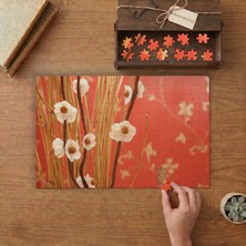 Beyaz Çiçekli Dallar Tasarımı 240 Parça Ahşap Puzzle Ahşap Kutuda  MP03183