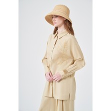 Garmi Kadın Zincir Işleme Tencel Keten Takım Beige