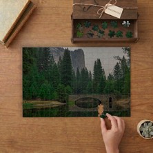 Çam Ağaçları - Göl - Köprü Tasarımı 240 Parça Ahşap Puzzle Ahşap Kutuda  MP01044