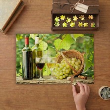 Üzüm ve Üzüm Suyu Tasarımı 240 Parça Ahşap Puzzle Ahşap Kutuda  MP07603