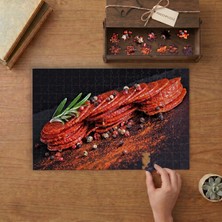 Sucuk Dilimleri - Kekik - Karabiber  Tasarımı 240 Parça Ahşap Puzzle Ahşap Kutuda  MP01104