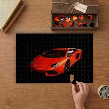 Kırmızı Spor Lüks Araba Tasarımı 240 Parça Ahşap Puzzle Ahşap Kutuda  MP02885