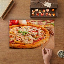 Italyan Pizzası - Bol Sebzeli Pizza  Tasarımı 240 Parça Ahşap Puzzle Ahşap Kutuda  MP01907