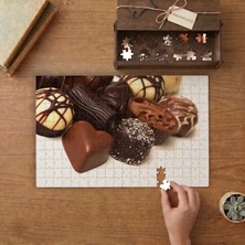 Çeşitli Çikolatalar Tasarımı 240 Parça Ahşap Puzzle Ahşap Kutuda  MP01766