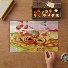 Çilek Soslu Krepler Tasarımı 240 Parça Ahşap Puzzle Ahşap Kutuda  MP00402