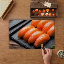 Suşi Yakın Çekim - Çiğ Balık Tasarımı 240 Parça Ahşap Puzzle Ahşap Kutuda  MP02699