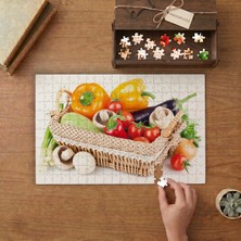 Sepette Renkli Sebzeler Tasarımı 240 Parça Ahşap Puzzle Ahşap Kutuda  MP07267