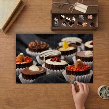 Mini Çikolatalı Tatlılar Tasarımı 240 Parça Ahşap Puzzle Ahşap Kutuda  MP01665