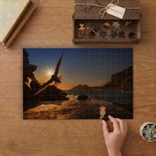 Sahilde Uçan Kuş Tasarımı 240 Parça Ahşap Puzzle Ahşap Kutuda  MP03981