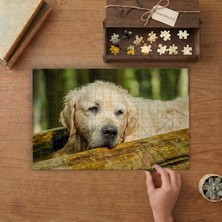 Yatan Sevimli Yaşlı Köpek Tasarımı 240 Parça Ahşap Puzzle Ahşap Kutuda  MP05021