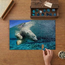Suyun Altında Kutup Ayısı Tasarımı 240 Parça Ahşap Puzzle Ahşap Kutuda  MP06157