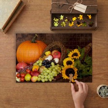 Sepetten Dökülen Meyveler Tasarımı 240 Parça Ahşap Puzzle Ahşap Kutuda  MP01598