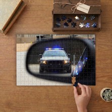 Aynadan Yansıyan Polis Arabası Tasarımı 240 Parça Ahşap Puzzle Ahşap Kutuda  MP07945