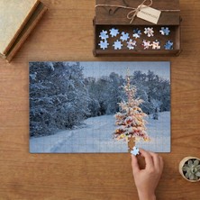 Renkli Işıklar - Noel Ağacı - Manzara Tasarımı 240 Parça Ahşap Puzzle Ahşap Kutuda  MP09431