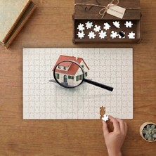 Maket Ev - Büyüteç - Emlak Tasarımı 240 Parça Ahşap Puzzle Ahşap Kutuda  MP01155