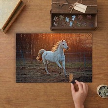 Beyaz Görkemli At Tasarımı 240 Parça Ahşap Puzzle Ahşap Kutuda  MP06359