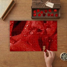 Su Damlaları Gül Yaprakları Tasarımı 240 Parça Ahşap Puzzle Ahşap Kutuda  MP07800