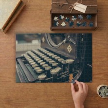 Nostaljik Siyah Daktilo Tasarımı 240 Parça Ahşap Puzzle Ahşap Kutuda  MP01435