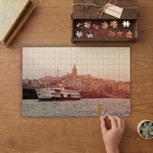 Galata Kulesi Manzarası - Deniz  Tasarımı 240 Parça Ahşap Puzzle Ahşap Kutuda  MP10205
