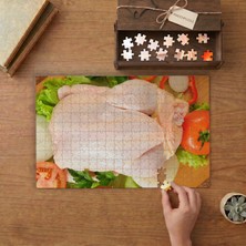 Bütün Tavuk ve Sebzeler Tasarımı 240 Parça Ahşap Puzzle Ahşap Kutuda  MP00380