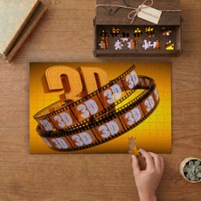 Sinema 3D Yazılı Film Şeridi Tasarımı 240 Parça Ahşap Puzzle Ahşap Kutuda  MP00456