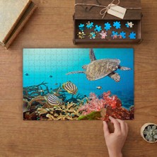 Su Kaplumbağası - Balıklar- Okyanus Tasarımı 240 Parça Ahşap Puzzle Ahşap Kutuda  MP09418