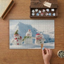 Sevimli Kardan Adamlar- Kış Eğlencesi Tasarımı 240 Parça Ahşap Puzzle Ahşap Kutuda  MP00149