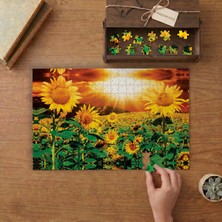 Günbatımında Ayçiçeği Tarlası Tasarımı 240 Parça Ahşap Puzzle Ahşap Kutuda  MP09680