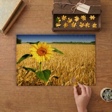 Buğday Tarlasında Ayçiçeği Tasarımı 240 Parça Ahşap Puzzle Ahşap Kutuda  MP09448