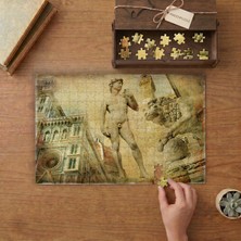 Michelangelo David Heykeli  Tasarımı 240 Parça Ahşap Puzzle Ahşap Kutuda  MP01140
