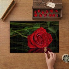 Yağmur Damlası ve Kırmızı Gül Tasarımı 240 Parça Ahşap Puzzle Ahşap Kutuda  MP07635