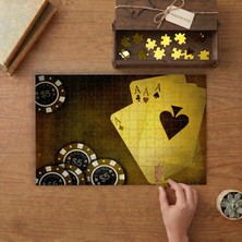 Poker Oyunu Dört As Casino Tasarımı 240 Parça Ahşap Puzzle Ahşap Kutuda  MP00422
