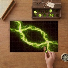 Yeşil Yıldırım Güç Soyut Güç Tasarımı 240 Parça Ahşap Puzzle Ahşap Kutuda  MP01069