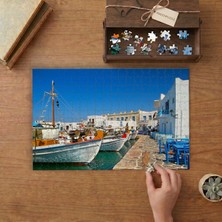 Paros Adası Yunanistan- Tekneler- Şehir - Tatil Tasarımı 240 Parça Ahşap Puzzle Ahşap Kutuda  MP01198