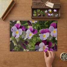 Mor Menekşeler Tasarımı 240 Parça Ahşap Puzzle Ahşap Kutuda  MP05269