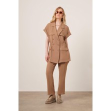 Garmi Kadın Crep Pantolonlu Takım Vizon