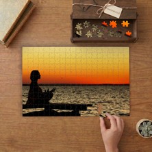 Yoğa Yapan Kadın- Akşam Yogası Tasarımı 240 Parça Ahşap Puzzle Ahşap Kutuda  MP00007