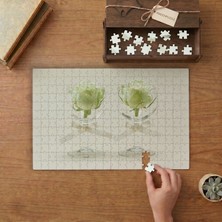 Bardakların Içinde Beyaz Güller Tasarımı 240 Parça Ahşap Puzzle Ahşap Kutuda  MP00207