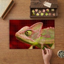 Bukalemun - Sürüngen  Tasarımı 240 Parça Ahşap Puzzle Ahşap Kutuda  MP09725