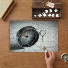 Dünya Haritası - Pusula Tasarımı 240 Parça Ahşap Puzzle Ahşap Kutuda  MP03120