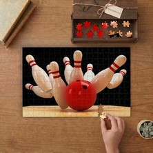 Bowling- Devrilen Dubalar Tasarımı 240 Parça Ahşap Puzzle Ahşap Kutuda  MP00550