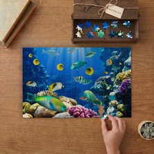 Denizaltı Canlıları Tasarımı 240 Parça Ahşap Puzzle Ahşap Kutuda  MP00784