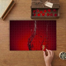 Kırmızı Zeminde Sıçrayan Su Tasarımı 240 Parça Ahşap Puzzle Ahşap Kutuda  MP03490