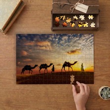 Günbatımında Develer ve Adamlar Tasarımı 240 Parça Ahşap Puzzle Ahşap Kutuda  MP03535