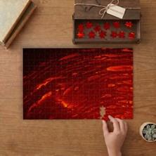 Kırmızı Dalgalı Soyut Obje Tasarımı 240 Parça Ahşap Puzzle Ahşap Kutuda  MP03675
